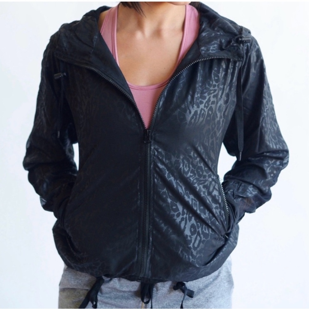 Zyia Active Black Leopard Windbreaker